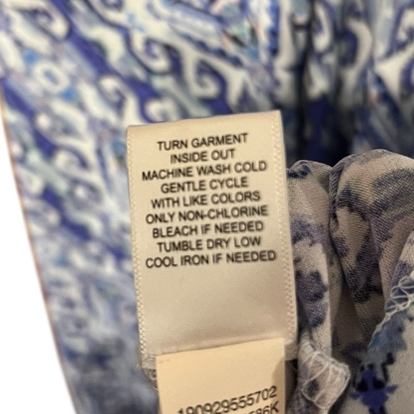 World Unity Blue Boho Geometric Midi Dress Crochet Neckline – Large - Picture 5 of 5